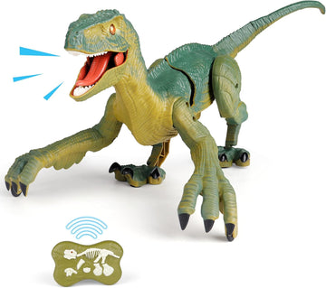 RC Walking Velociraptor Dinosaur Toy – Buildable Remote Control Dino with Lights & Sounds (Ages 3–12)