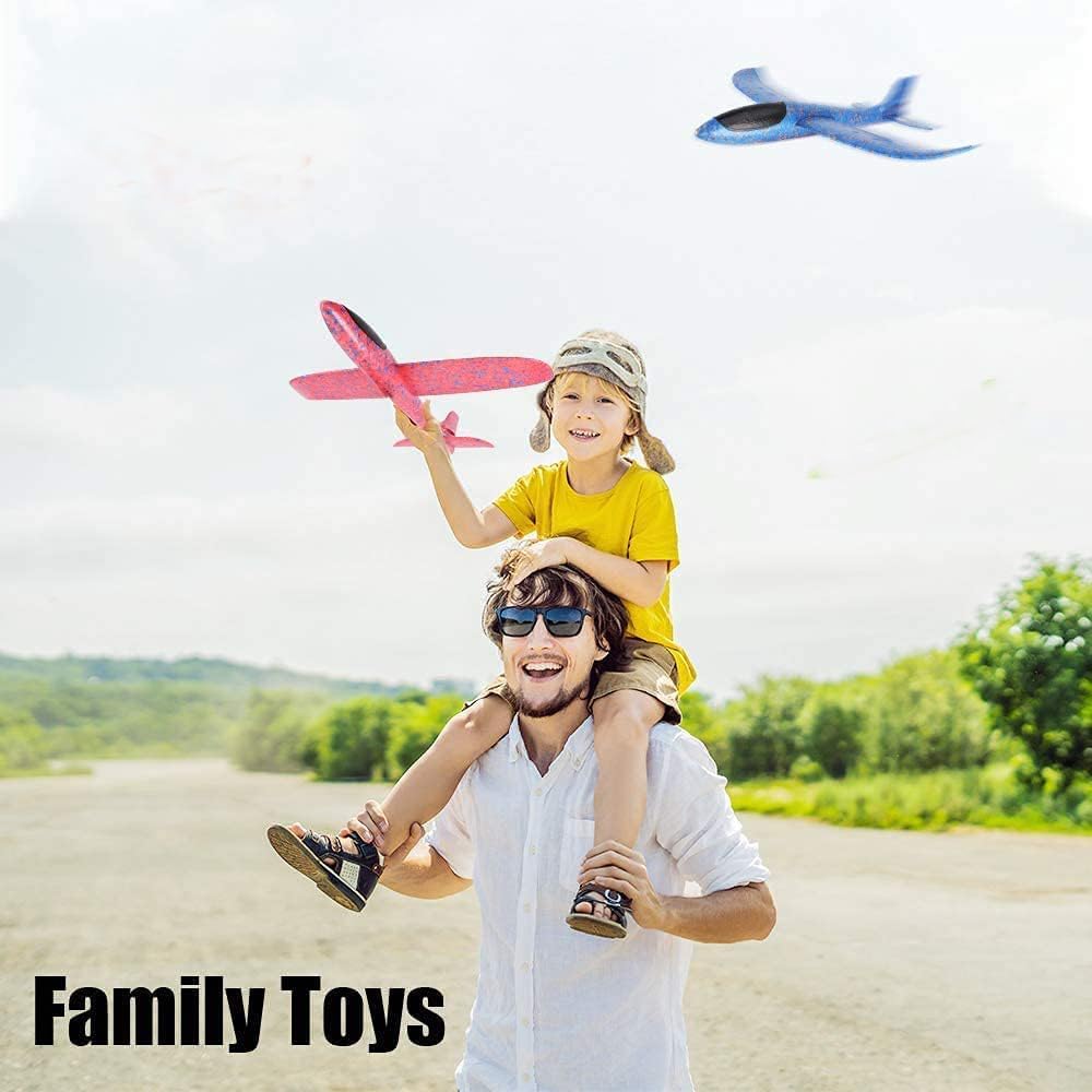 2 Pack Foam Glider Airplanes – 17.5" EPP Throwing Planes with 2 Flight Modes for Kids Outdoor Play