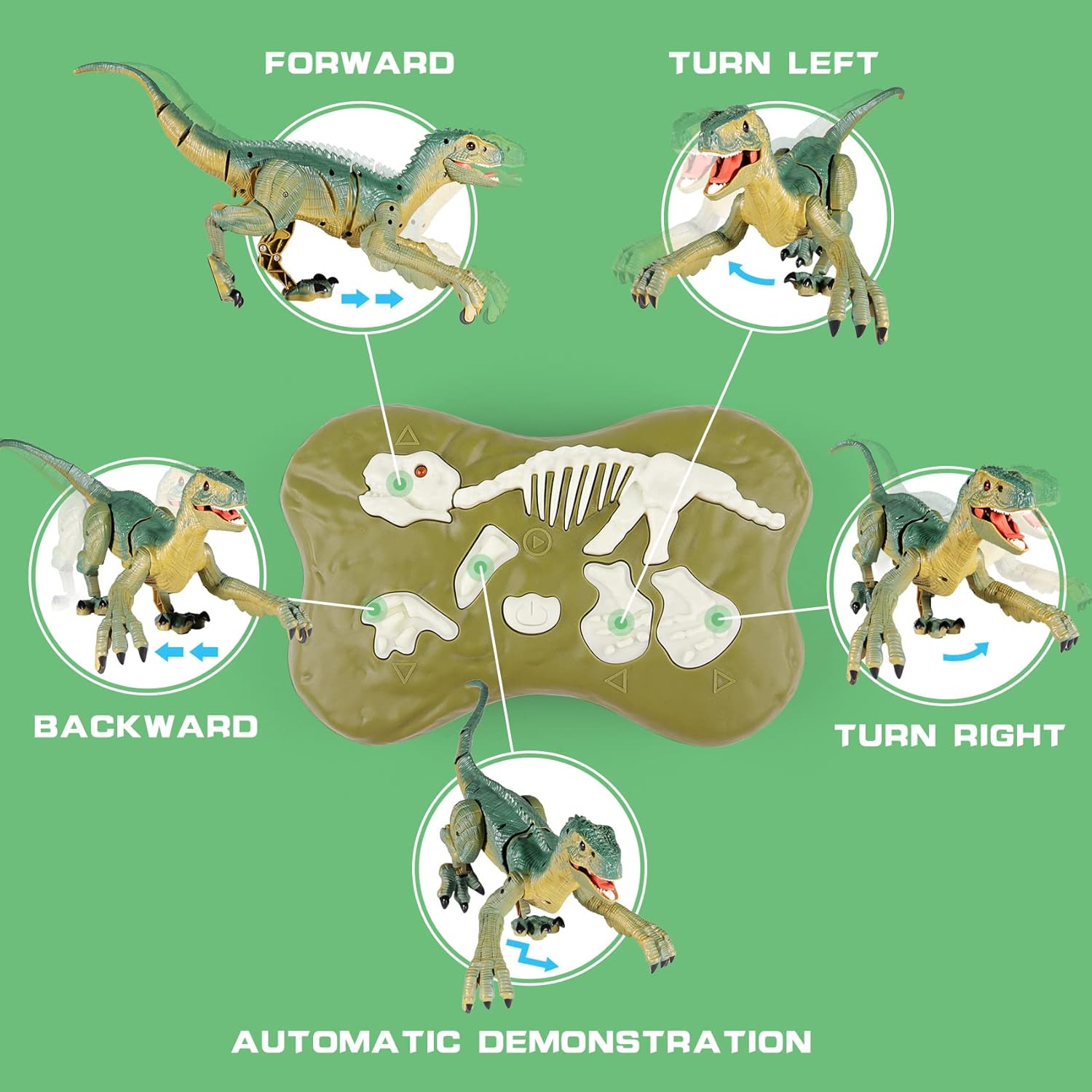 RC Walking Velociraptor Dinosaur Toy – Buildable Remote Control Dino with Lights & Sounds (Ages 3–12)