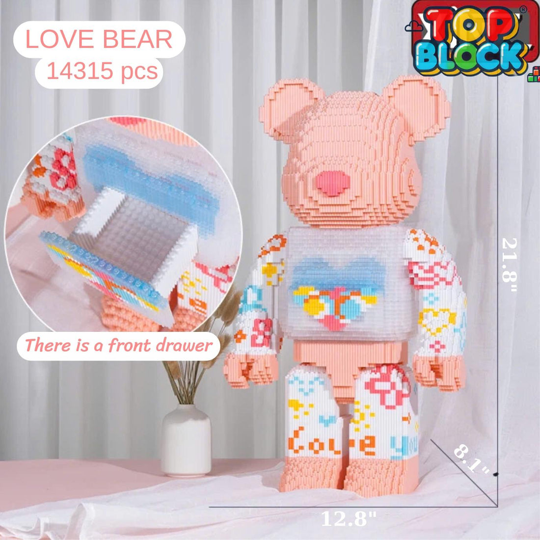 Love Bear, TOPBLOCK Bear Building Block, Bear Toys, Birthday Gift, Trend Decoration, Cool Gifts, Boy, Girl, Women's Day, Full Supporting Accessories