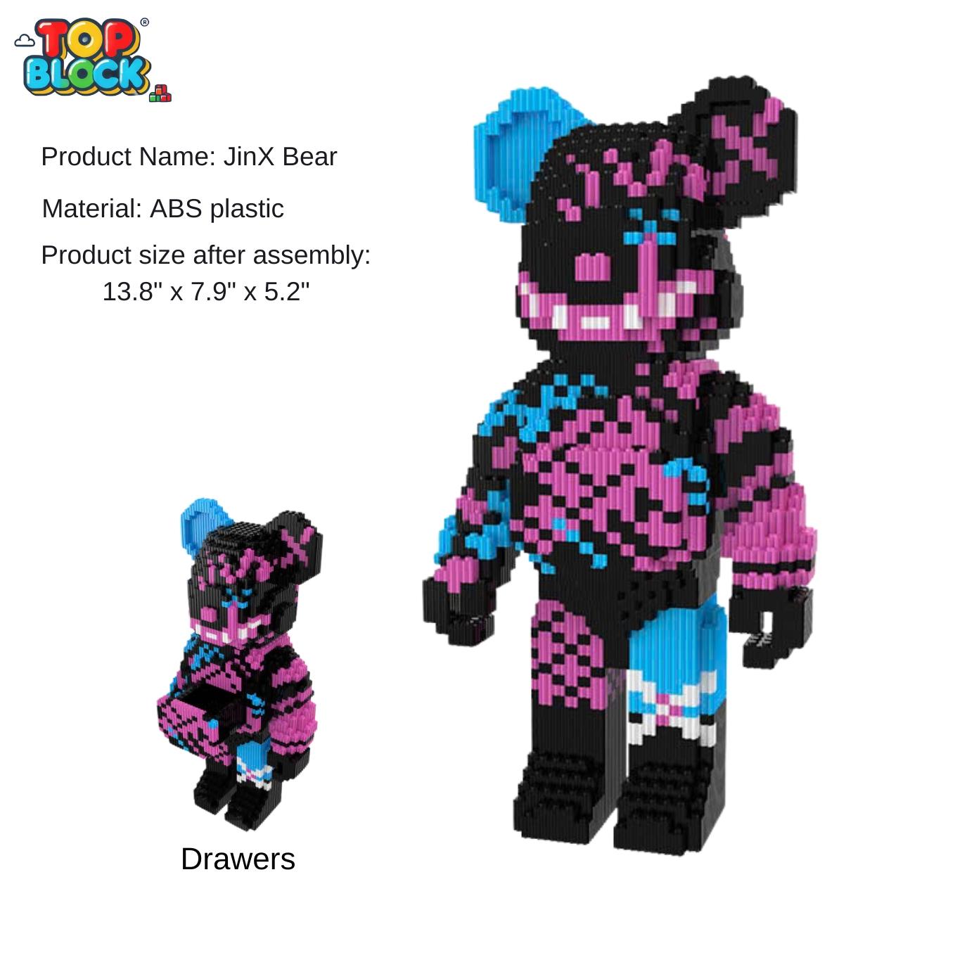 JinX Bear, Bear Building Blocks TopBlock, Birthday Gift, Educational, Boys, Girls, Trendy Decoration, Fun Gift, Women's Day