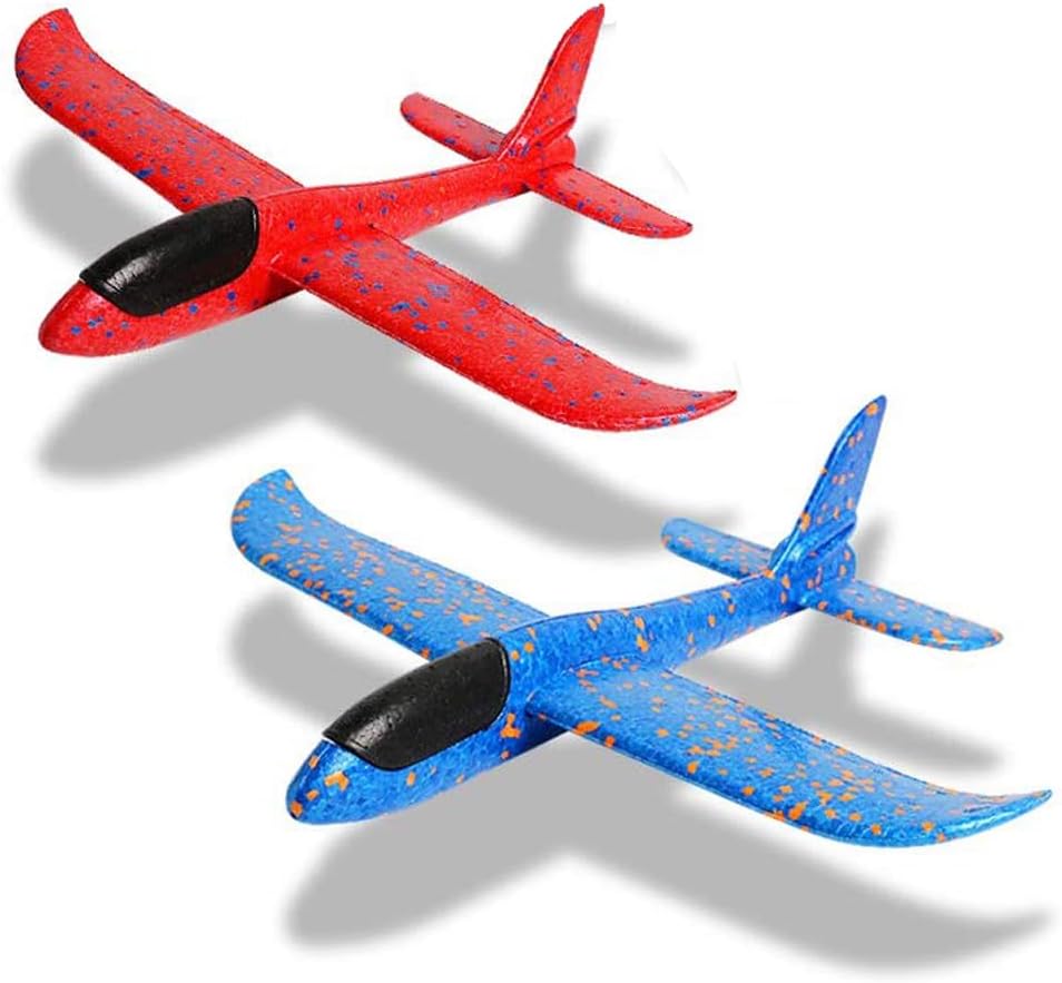 2 Pack Foam Glider Airplanes – 17.5" EPP Throwing Planes with 2 Flight Modes for Kids Outdoor Play
