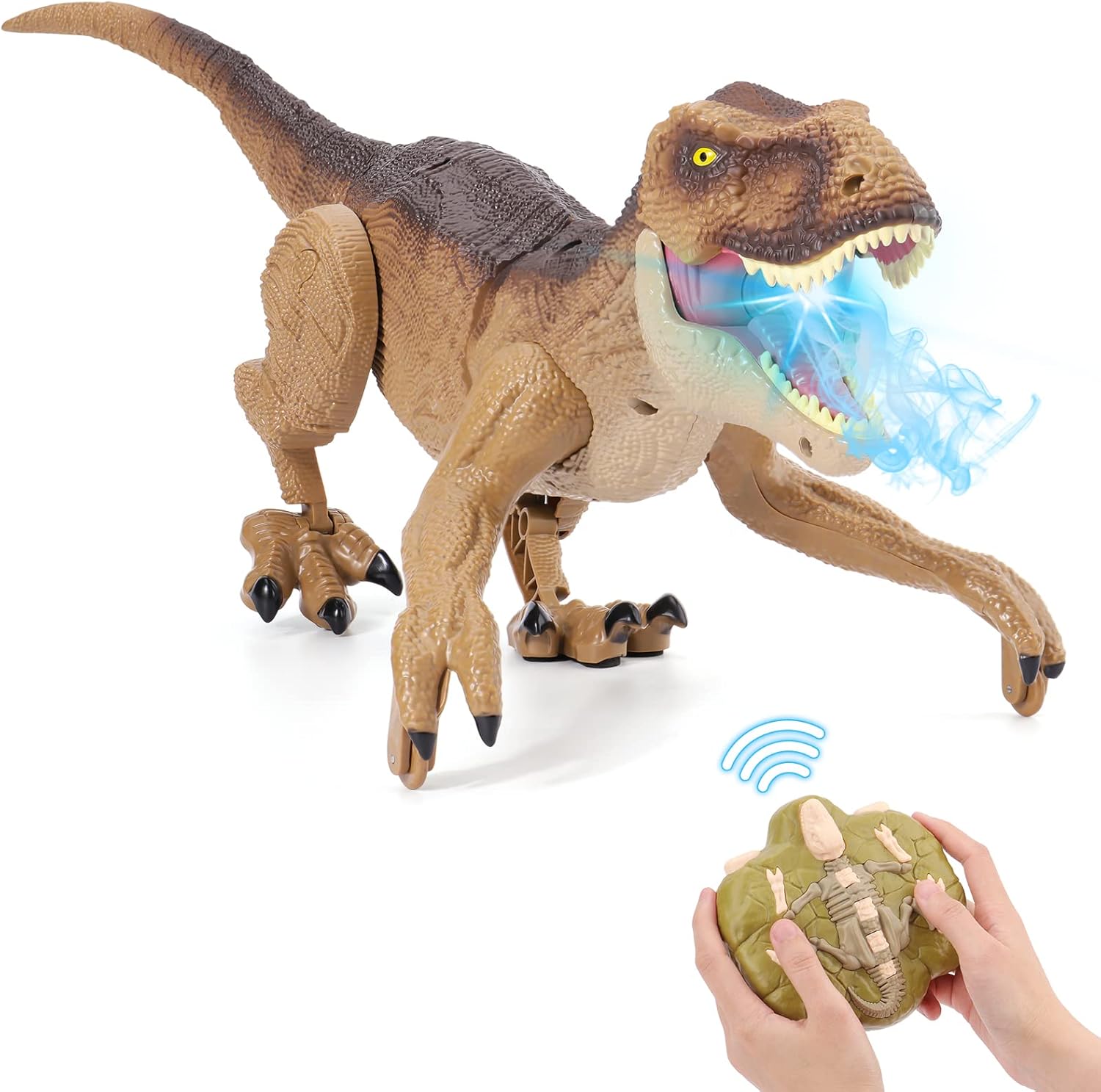 RC Walking Velociraptor Dinosaur Toy – Buildable Remote Control Dino with Lights & Sounds (Ages 3–12)
