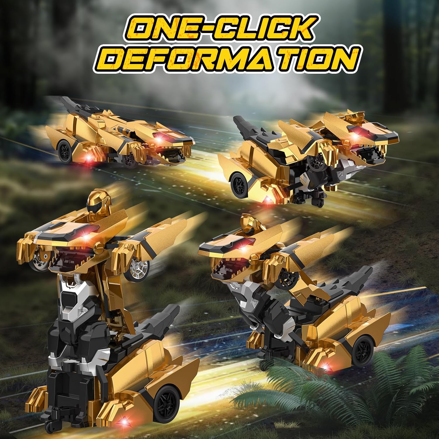 Transforming Dinosaur RC Car – 2.4GHz Remote Control Robot with Lights & 360° Rotation