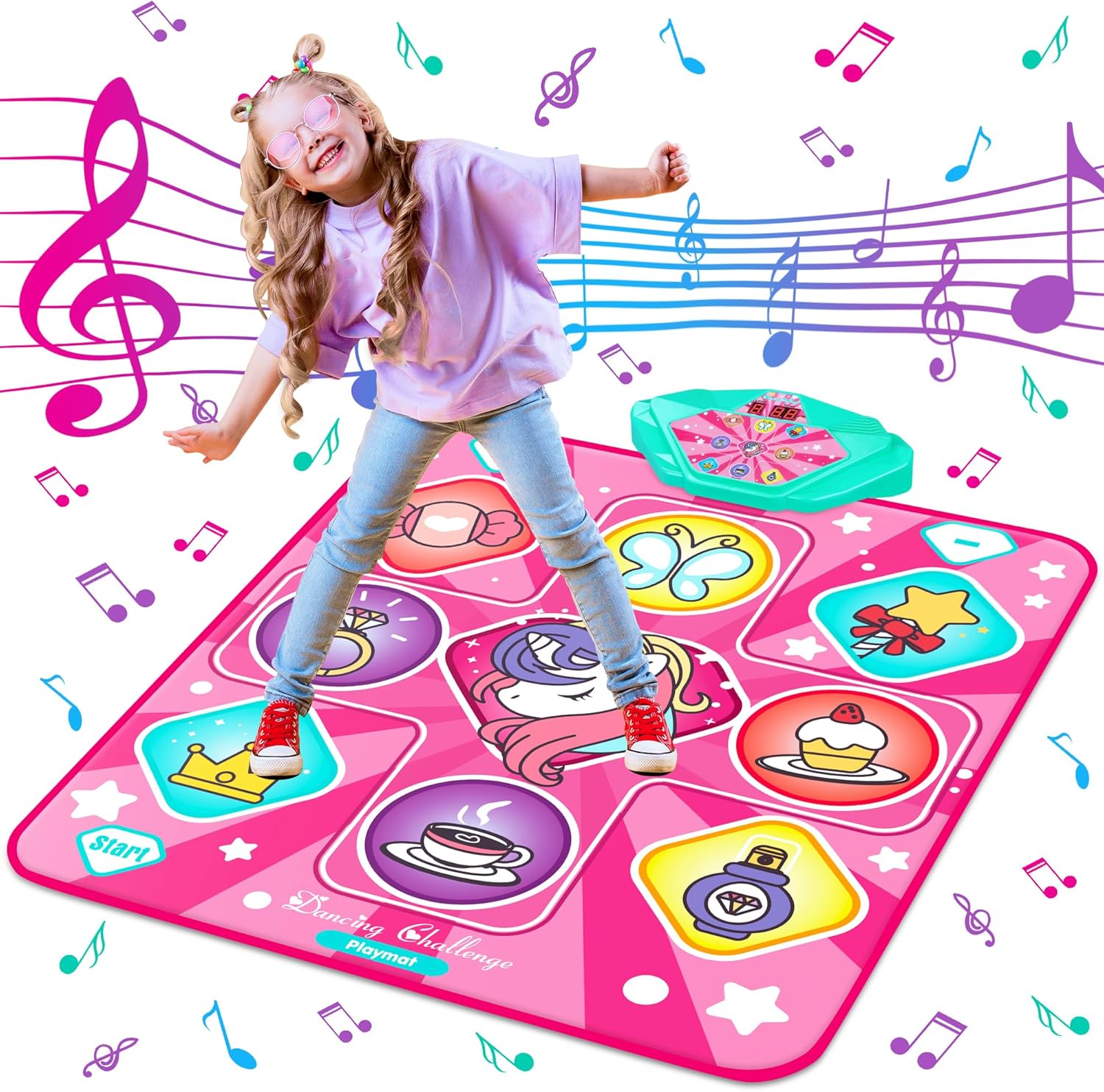 Kids Unicorn Dance Mat – LED Dance Pad with Music, Volume Control & 5 Modes (Ages 3–12)