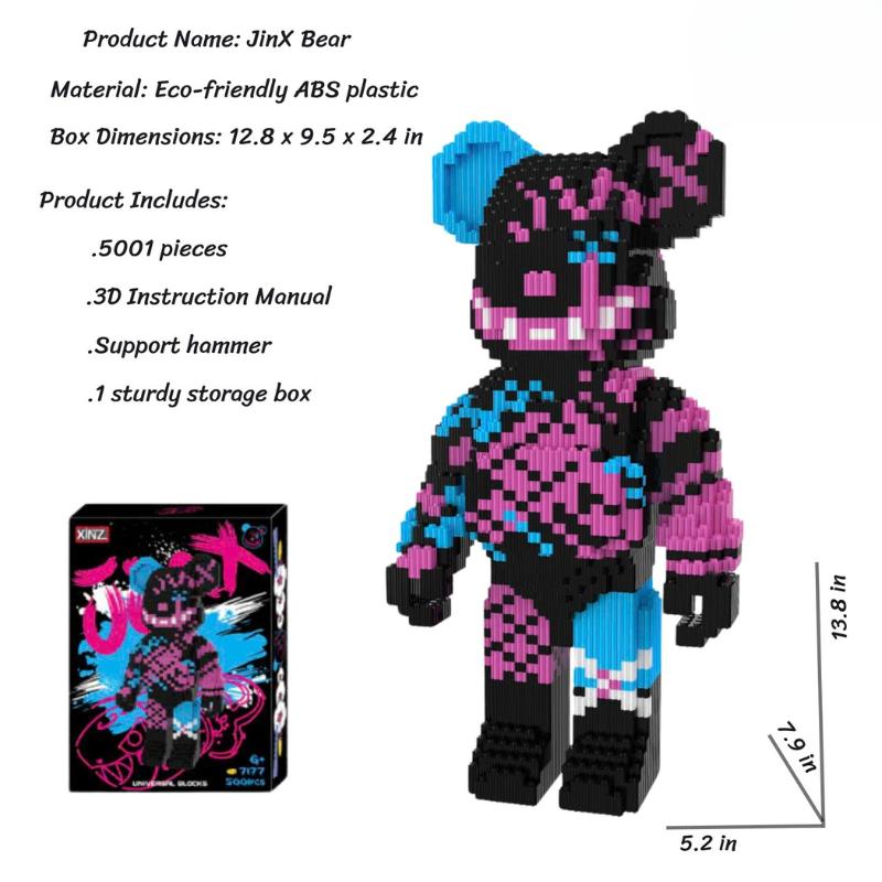 JinX Bear, Bear Building Blocks TopBlock, Birthday Gift, Educational, Boys, Girls, Trendy Decoration, Fun Gift, Women's Day