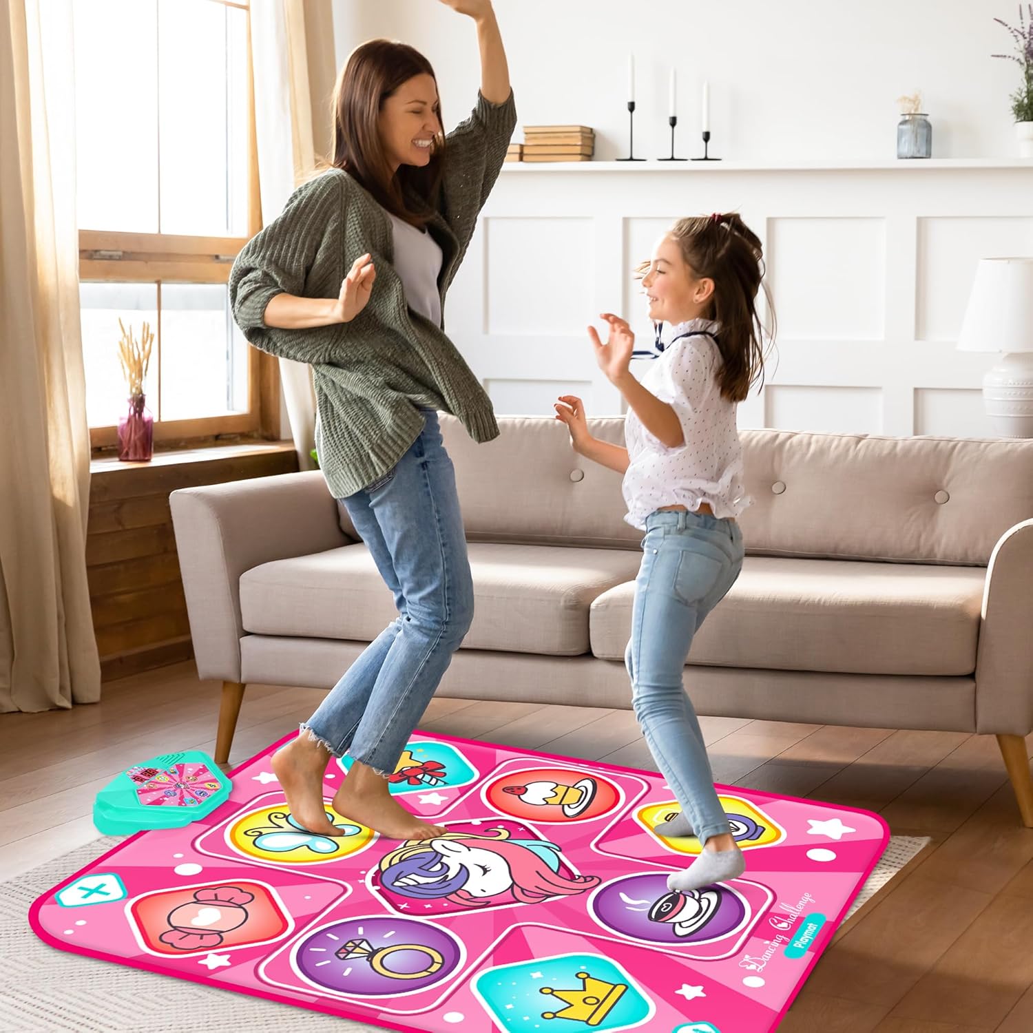 Kids Unicorn Dance Mat – LED Dance Pad with Music, Volume Control & 5 Modes (Ages 3–12)