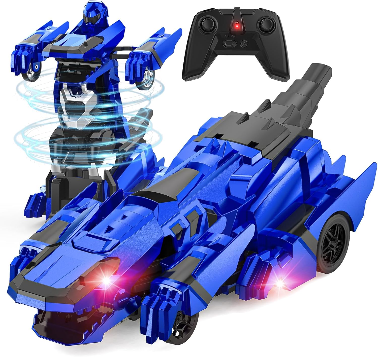 Transforming Dinosaur RC Car – 2.4GHz Remote Control Robot with Lights & 360° Rotation