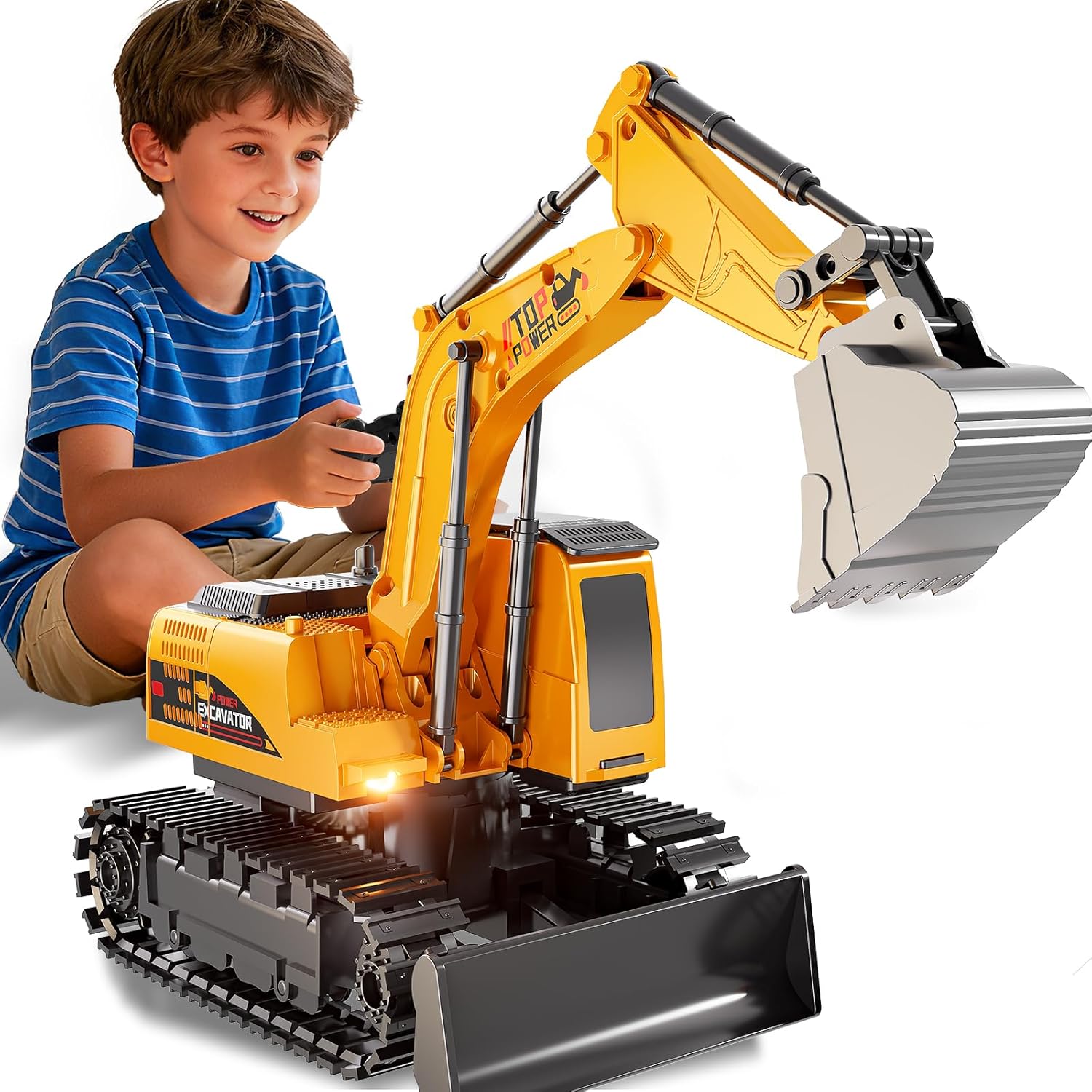 Remote Control Excavator – 27MHz RC Construction Truck with Metal Shovel & Light