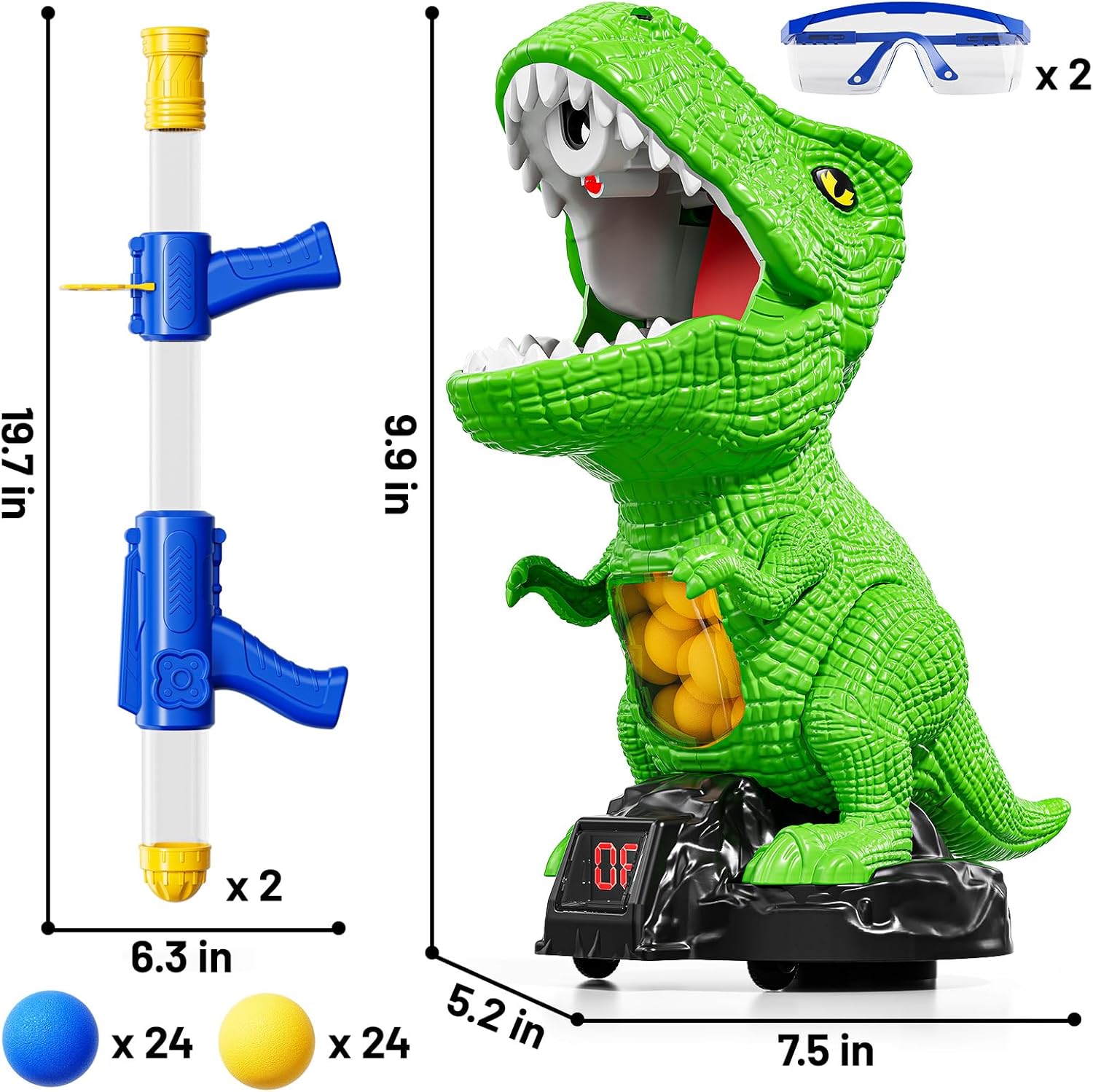 Dinosaur Shooting Game for Kids – Moving Target Toy with 2 Air Pump Launchers (Ages 3–8)