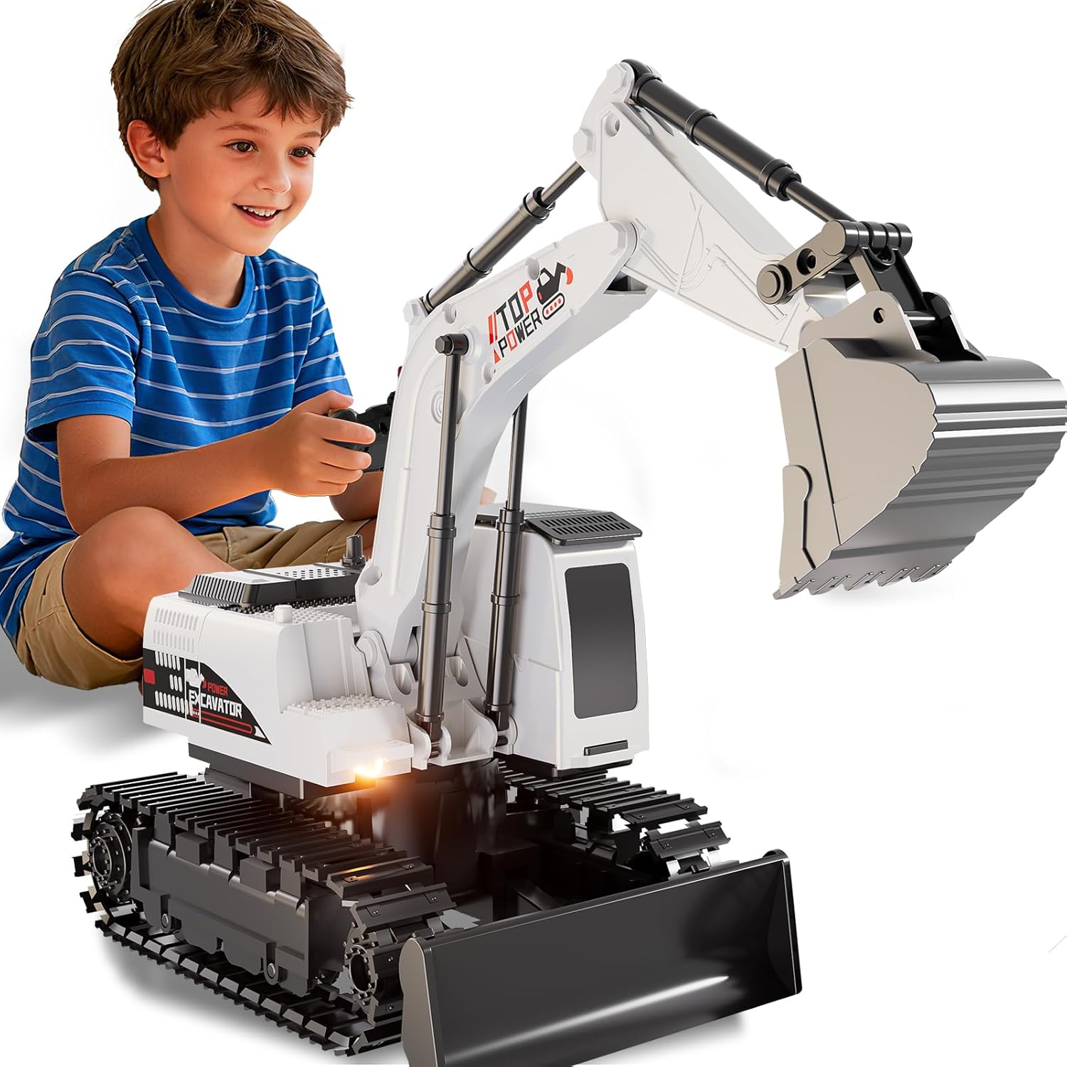 Remote Control Excavator – 27MHz RC Construction Truck with Metal Shovel & Light