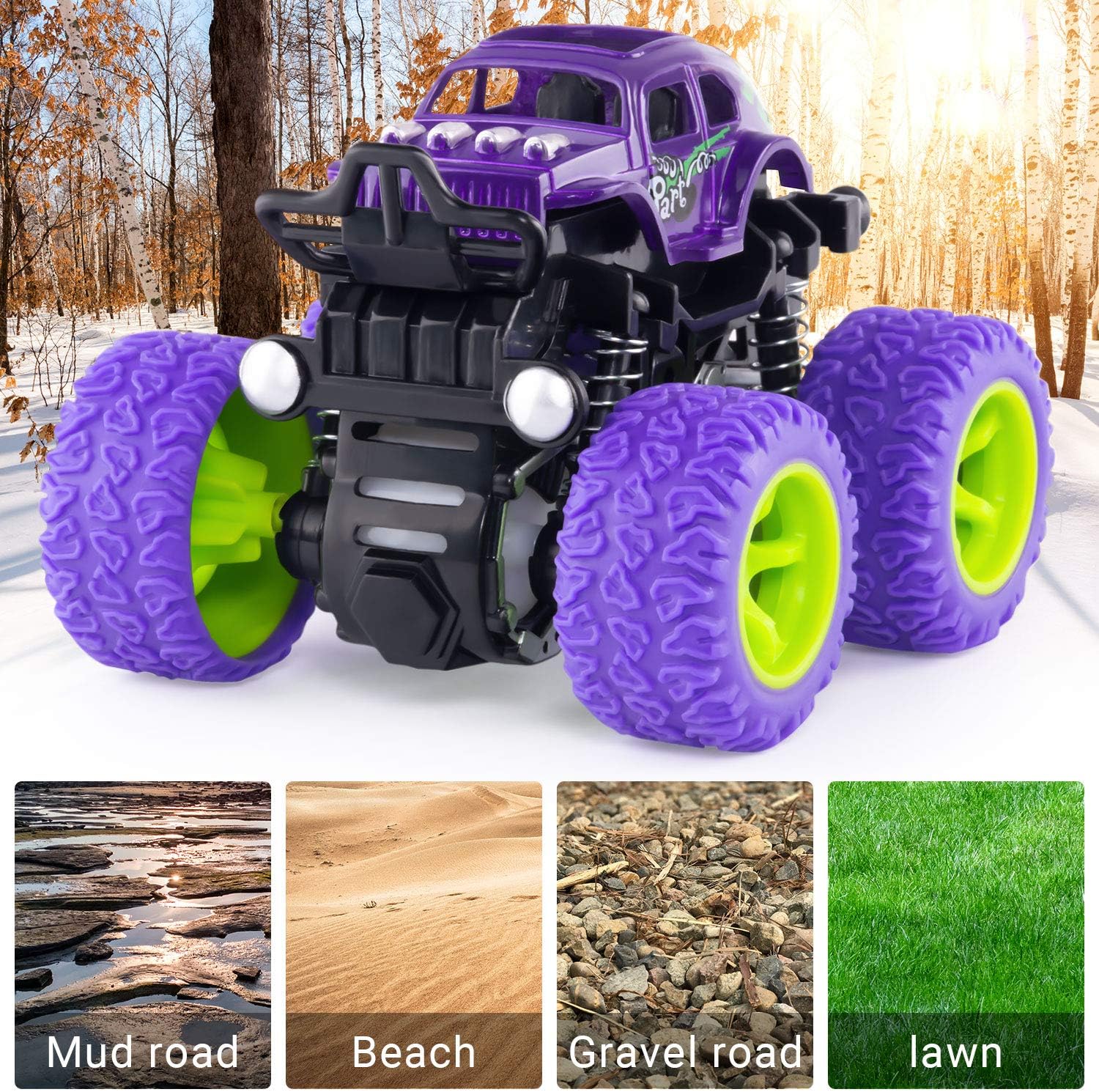Monster Truck Toys 4-Pack – Friction Powered Cars for Kids Ages 3-7