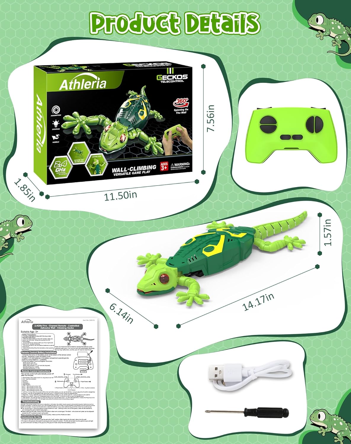 RC Wall Climbing Lizard Toy – Remote Control Gecko Crawls on Floor, Walls & Ceiling (Ages 3–10+)