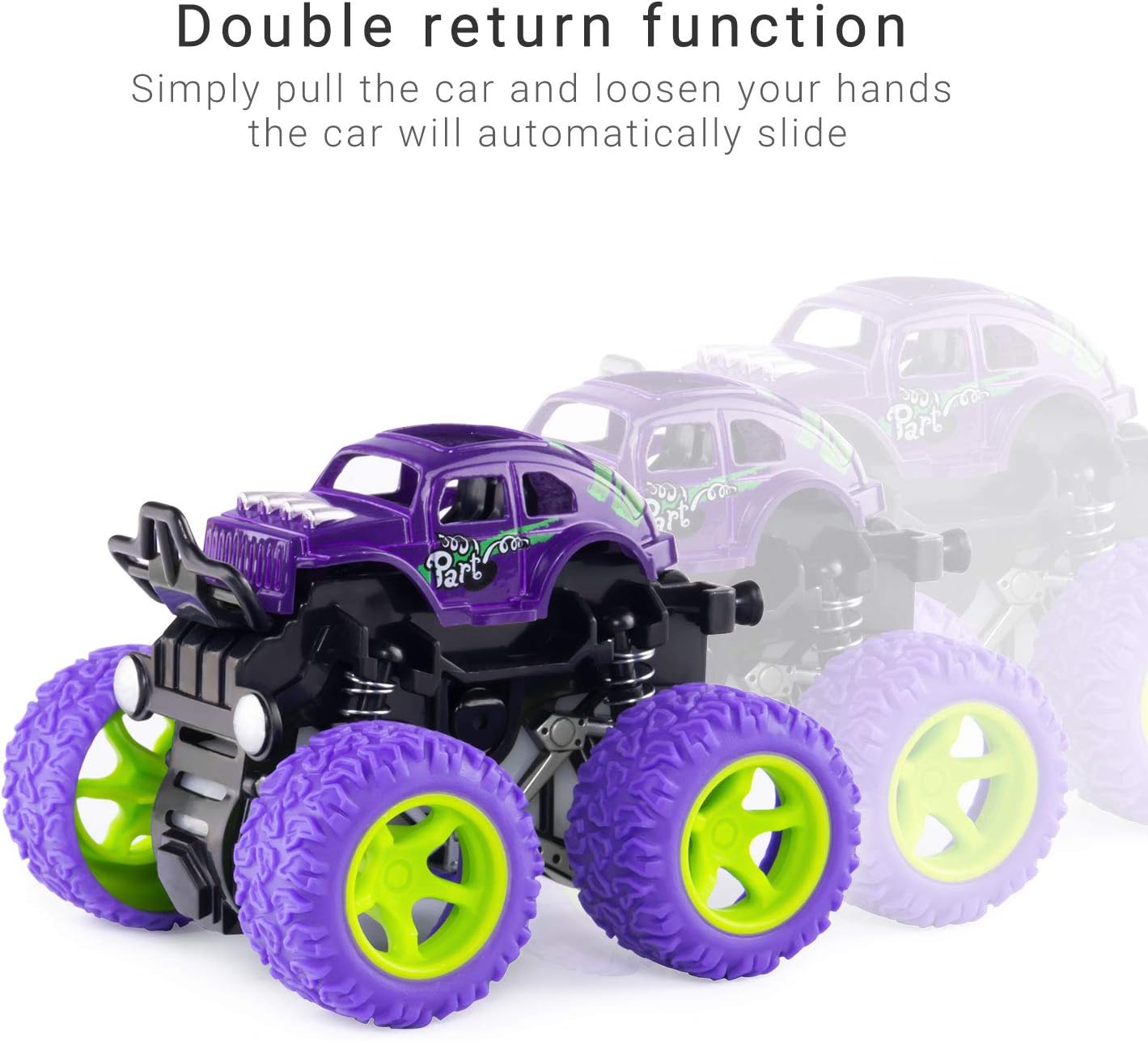Monster Truck Toys 4-Pack – Friction Powered Cars for Kids Ages 3-7