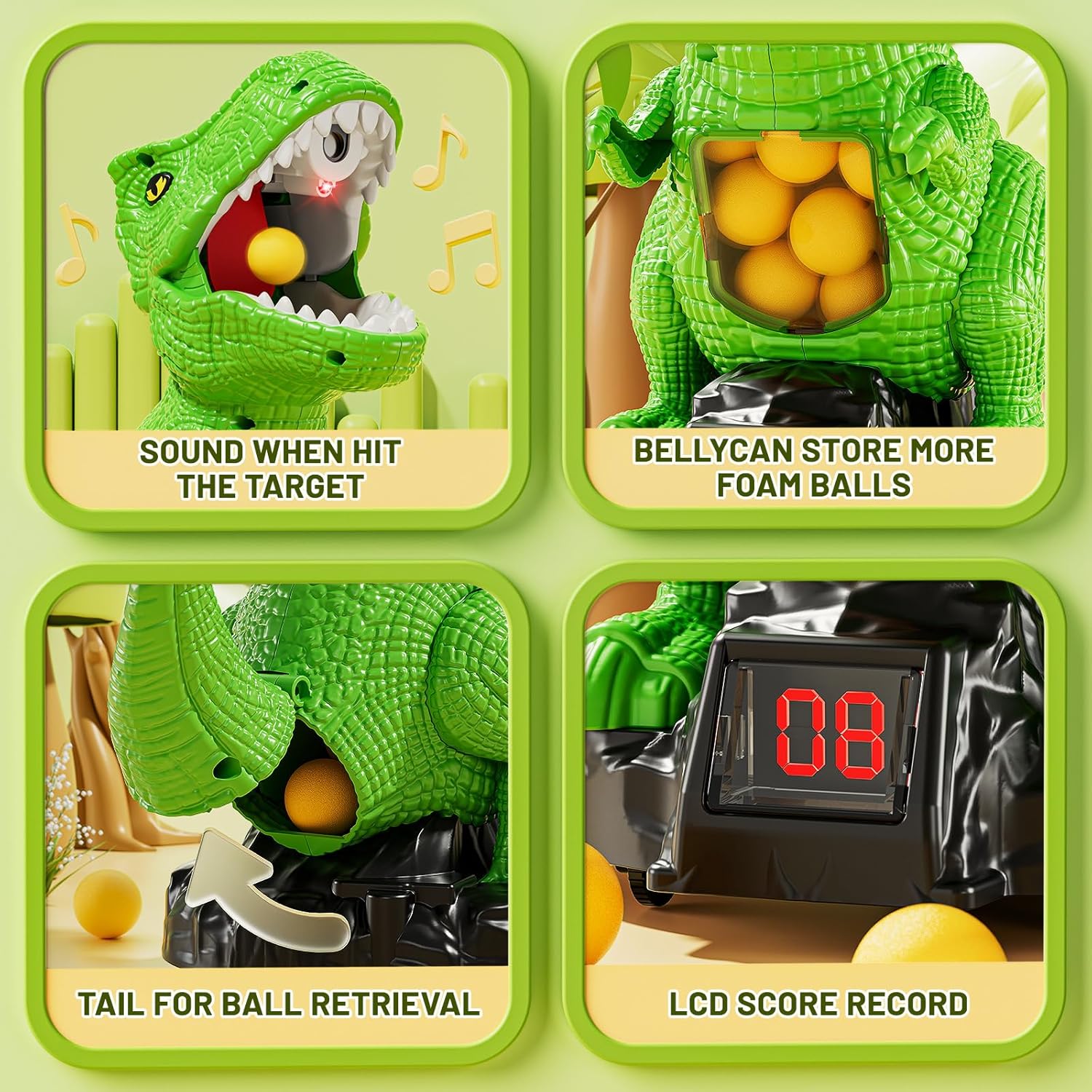 Dinosaur Shooting Game for Kids – Moving Target Toy with 2 Air Pump Launchers (Ages 3–8)