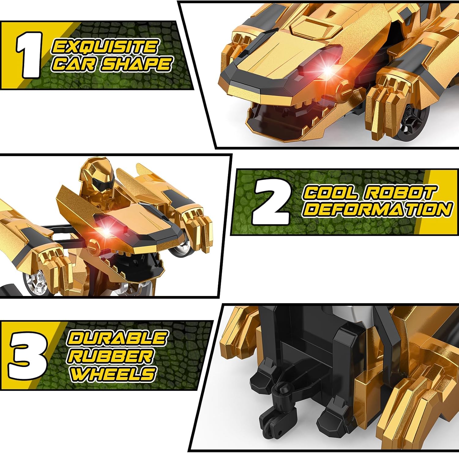 Transforming Dinosaur RC Car – 2.4GHz Remote Control Robot with Lights & 360° Rotation