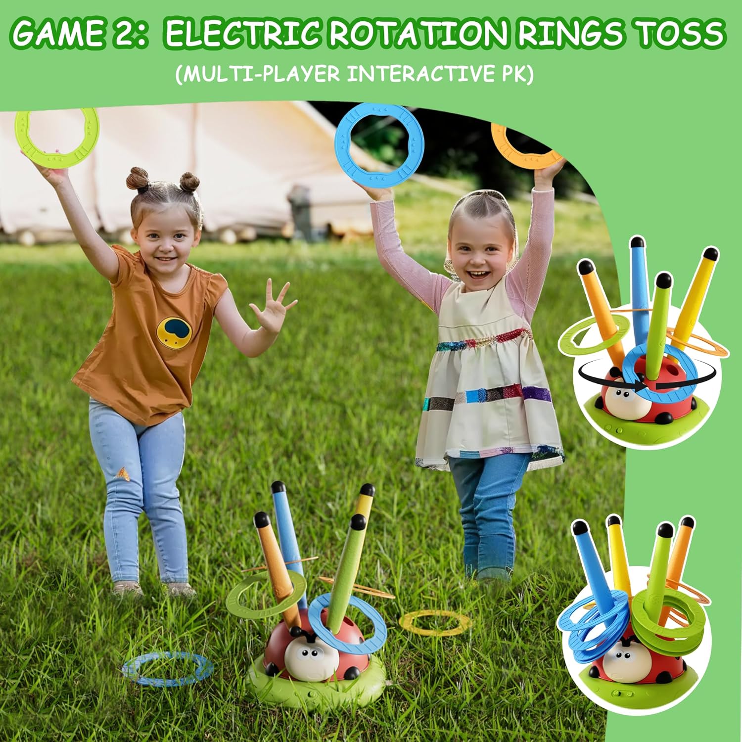 5-in-1 Kids Musical Jump Game – Ring Toss & Stomp Rocket Set, Indoor/Outdoor (Ages 4–13)