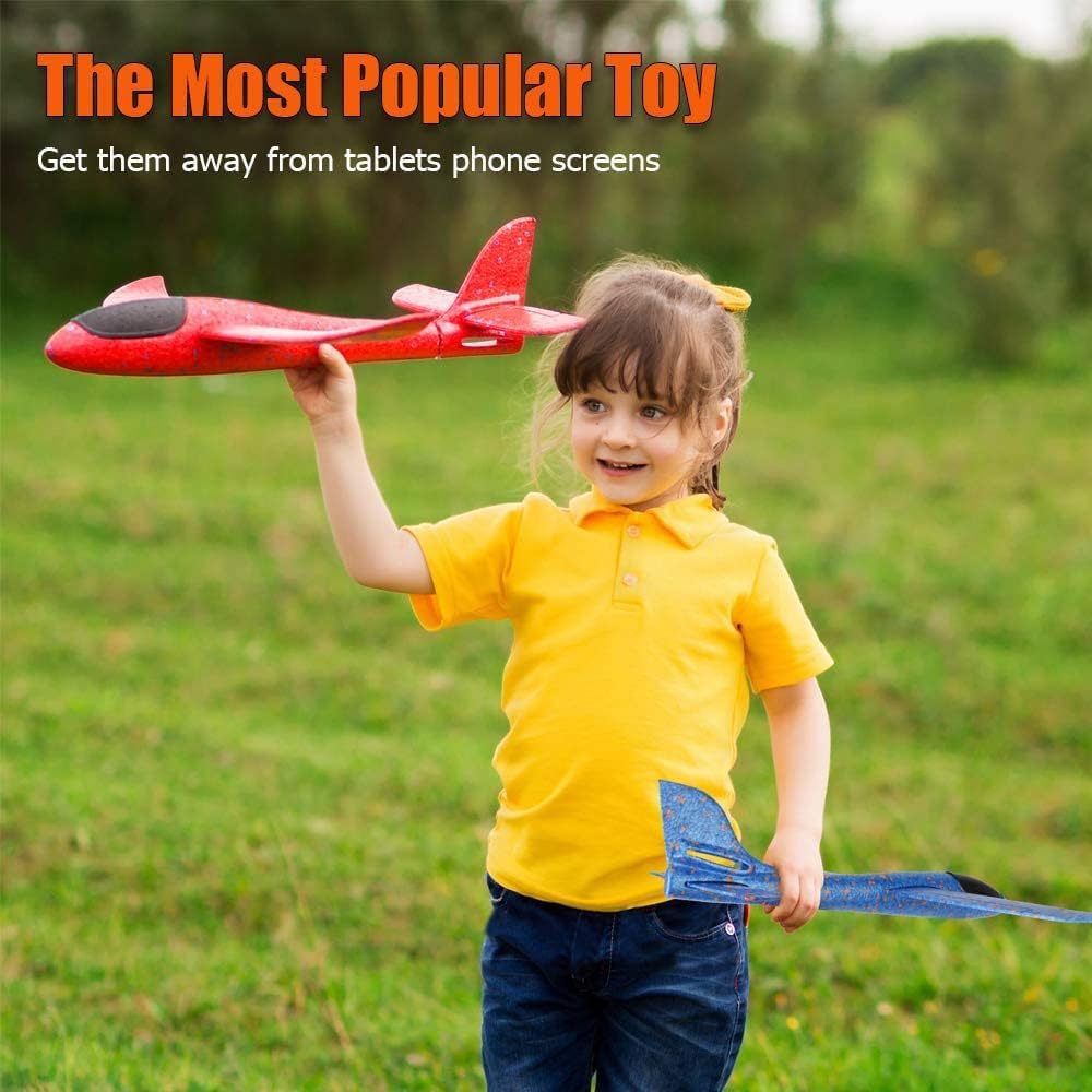 2 Pack Foam Glider Airplanes – 17.5" EPP Throwing Planes with 2 Flight Modes for Kids Outdoor Play