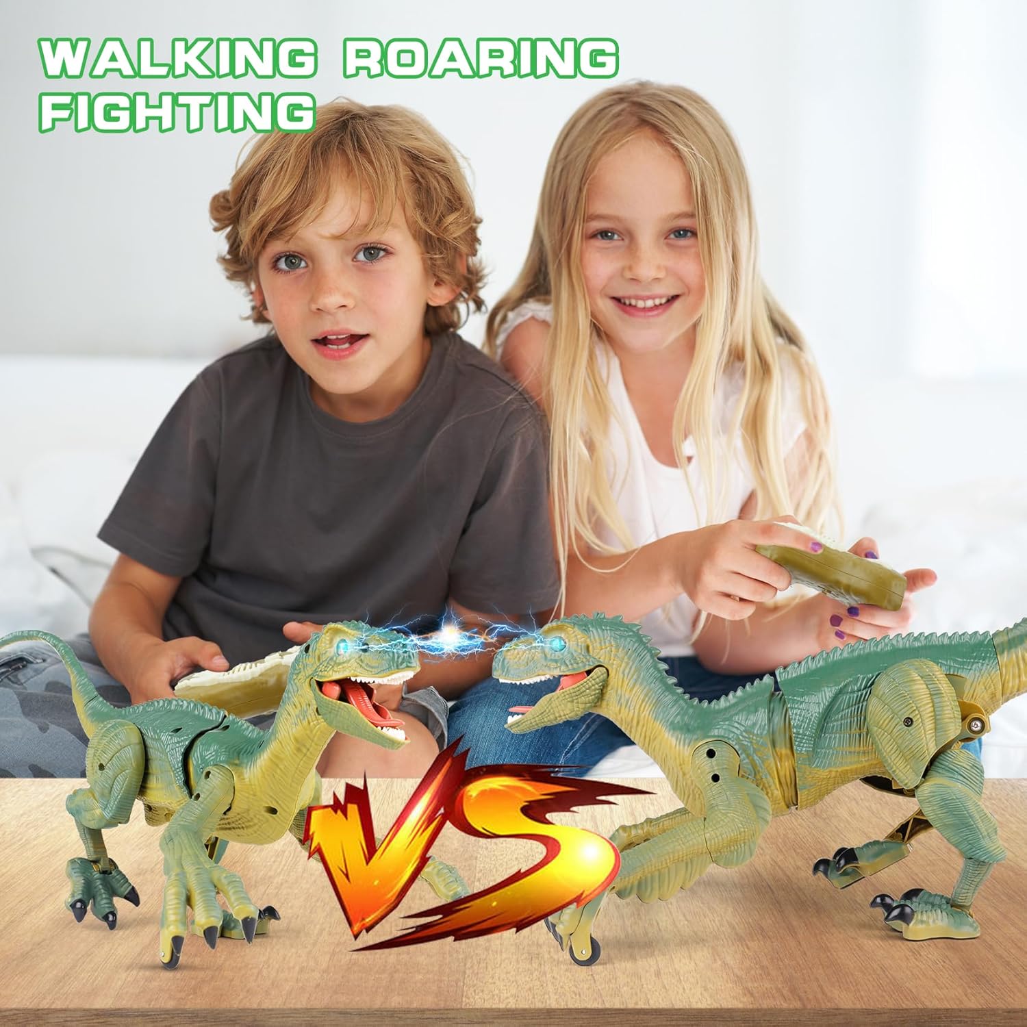 RC Walking Velociraptor Dinosaur Toy – Buildable Remote Control Dino with Lights & Sounds (Ages 3–12)