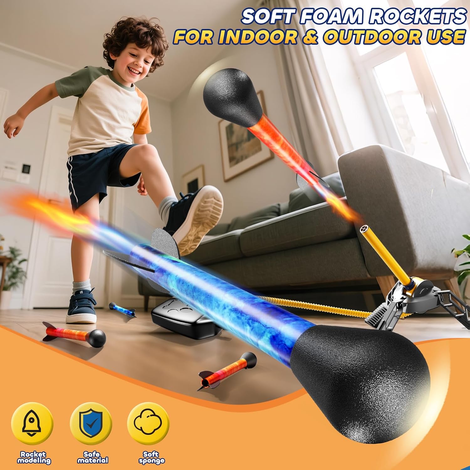 Rocket Launcher for Kids – 4 LED Rockets, 100+ Ft Launch Outdoor Toy (Ages 3–12)