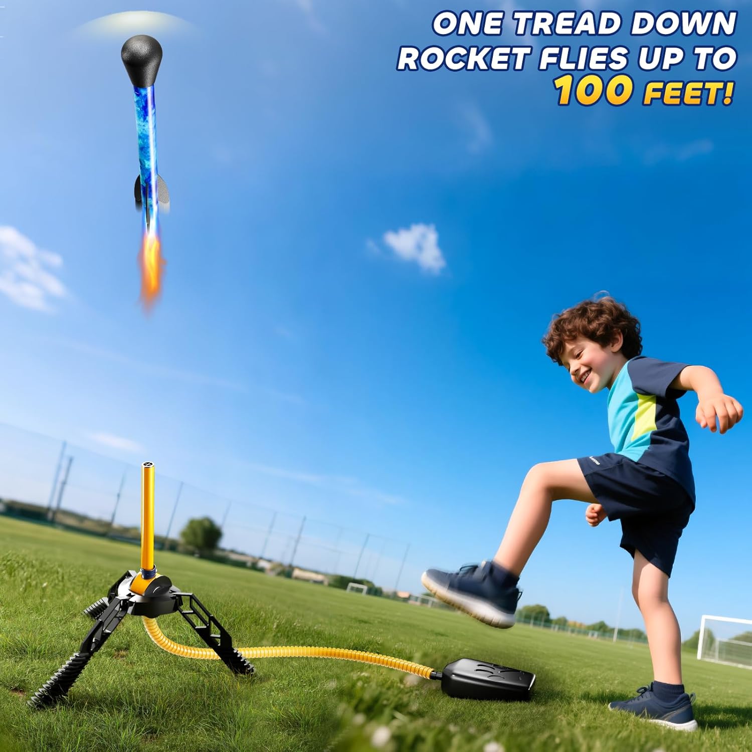 Rocket Launcher for Kids – 4 LED Rockets, 100+ Ft Launch Outdoor Toy (Ages 3–12)