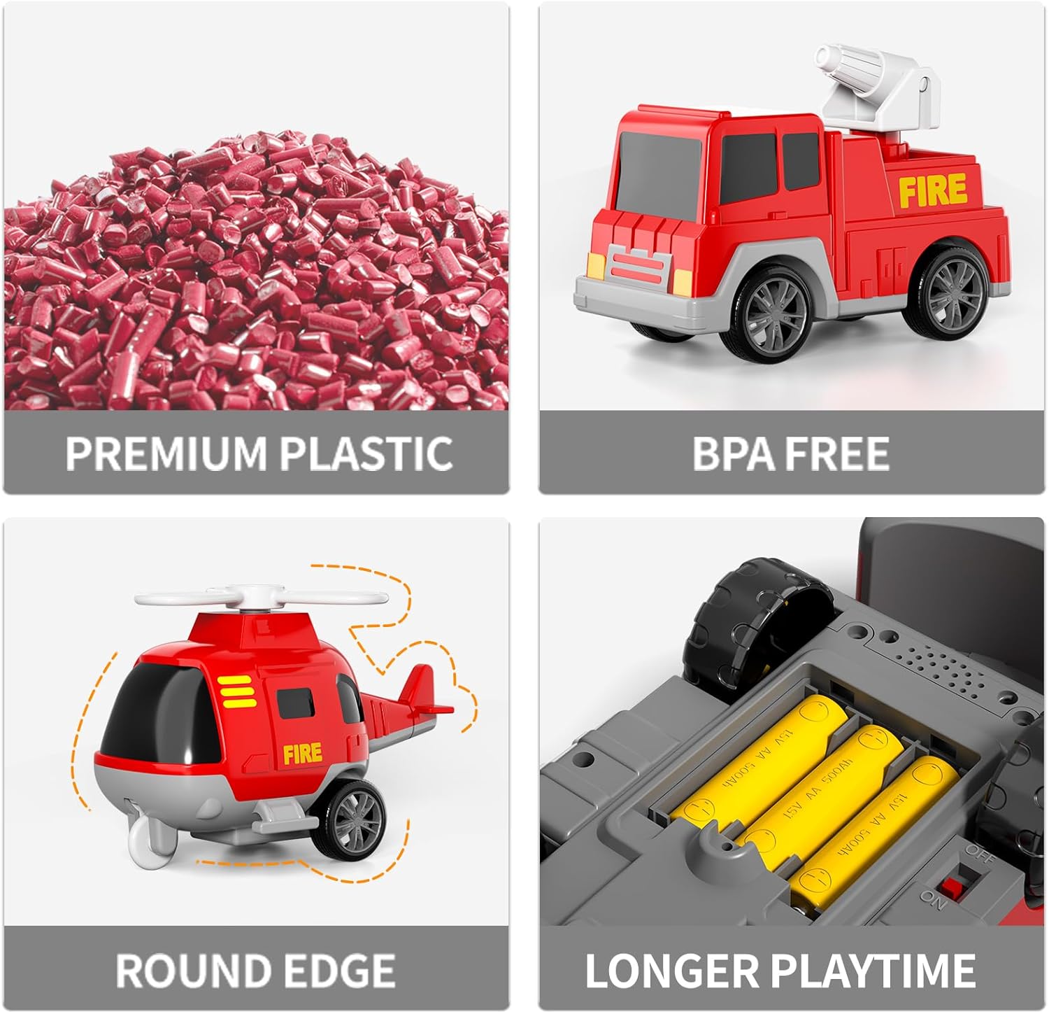 5-in-1 Fire Trucks Toy Set – Light & Sound Fire Engine Cars for Kids Ages 1-6