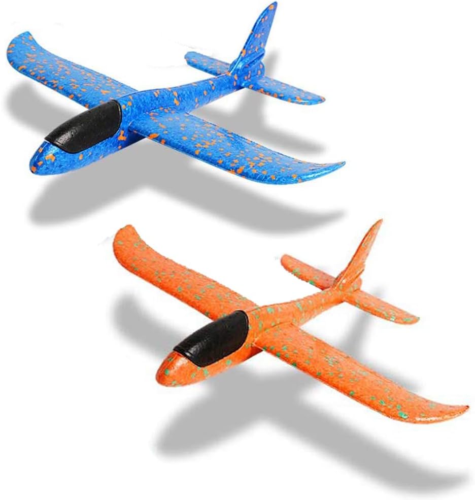 2 Pack Foam Glider Airplanes – 17.5" EPP Throwing Planes with 2 Flight Modes for Kids Outdoor Play