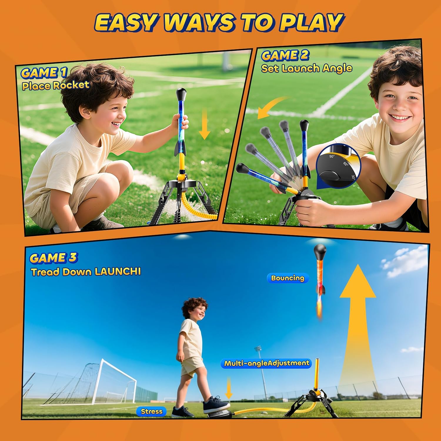 Rocket Launcher for Kids – 4 LED Rockets, 100+ Ft Launch Outdoor Toy (Ages 3–12)