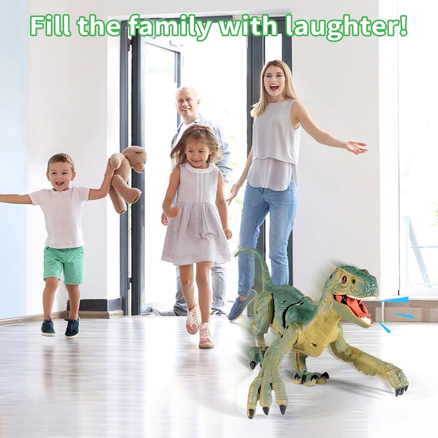 RC Walking Velociraptor Dinosaur Toy – Buildable Remote Control Dino with Lights & Sounds (Ages 3–12)