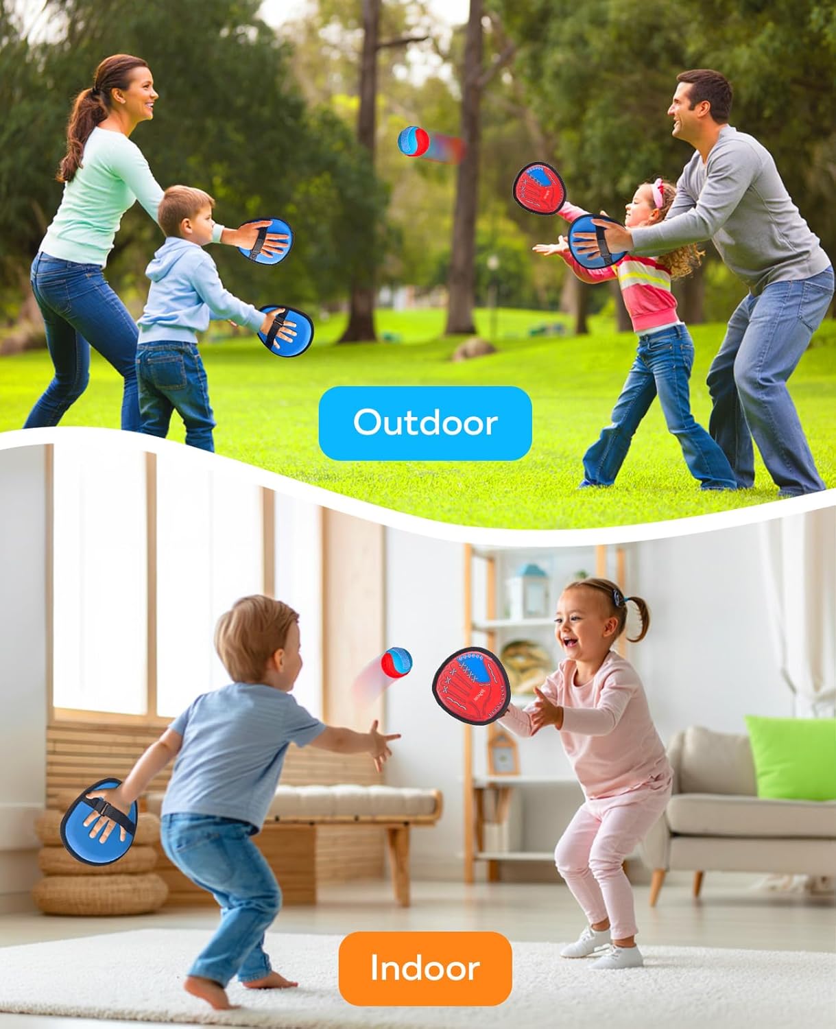 Kids Toss & Catch Game – Toddler Catch Glove Set for Outdoor Play (Ages 3–12)