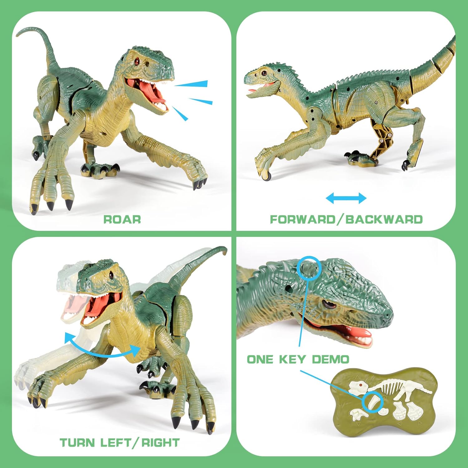 RC Walking Velociraptor Dinosaur Toy – Buildable Remote Control Dino with Lights & Sounds (Ages 3–12)