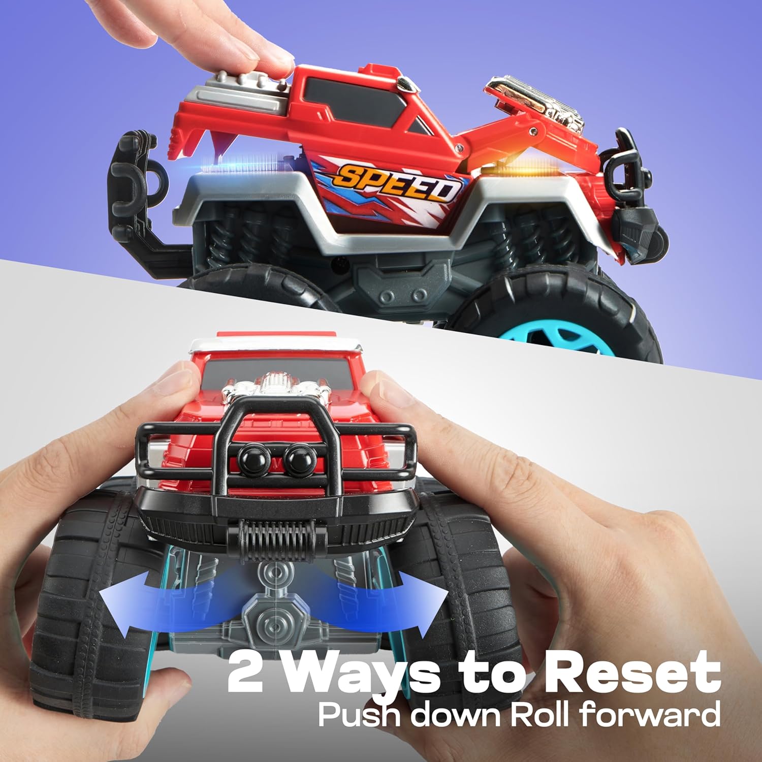 2 Pack Monster Truck Toys – Transformable Crash Cars with Lights & Sound