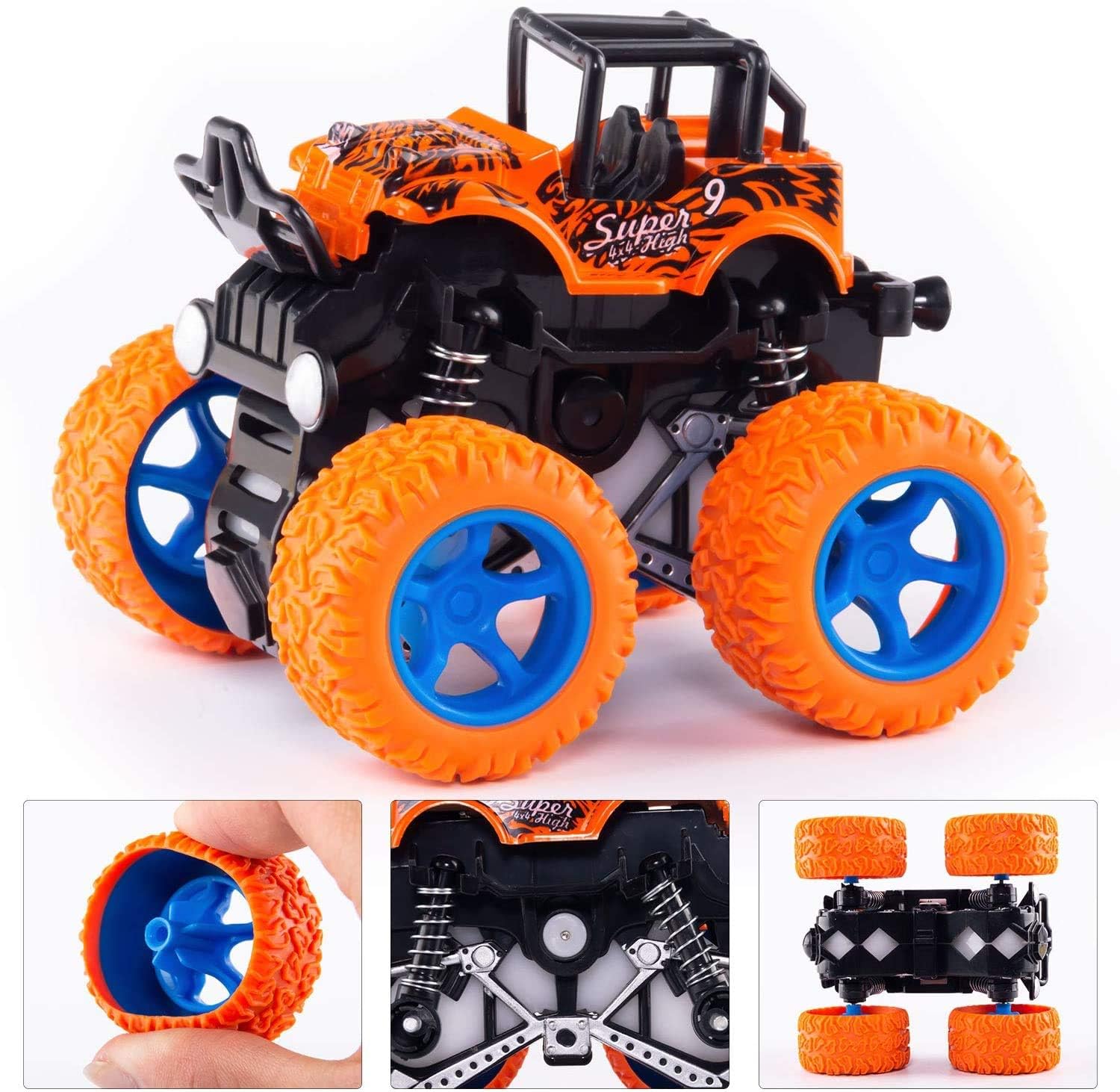 Monster Truck Toys 4-Pack – Friction Powered Cars for Kids Ages 3-7